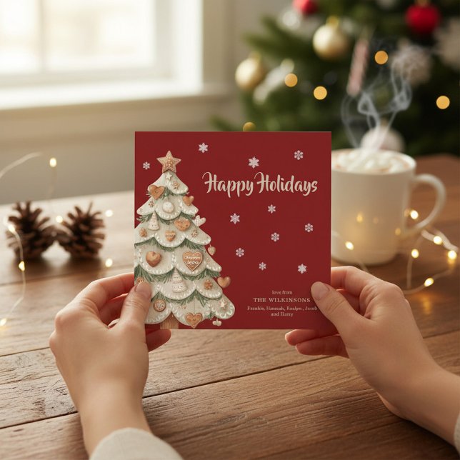 Invitación Whimsical Gingerbread Tree Holiday Greeting Card (Subido por el creador)
