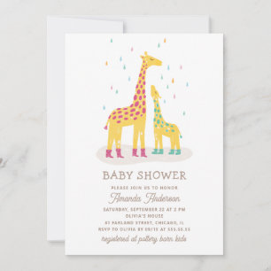 Invitación Whimsical Giraffe Baby Shower   Lluvias coloridas