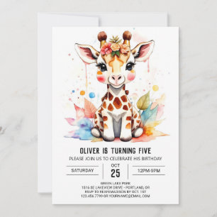 Invitación Whimsical Giraffe Safari Cumpleaños
