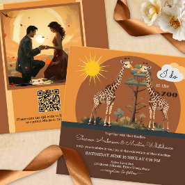 Invitación Whimsical Giraffe Safari Zoo Boda todo en uno