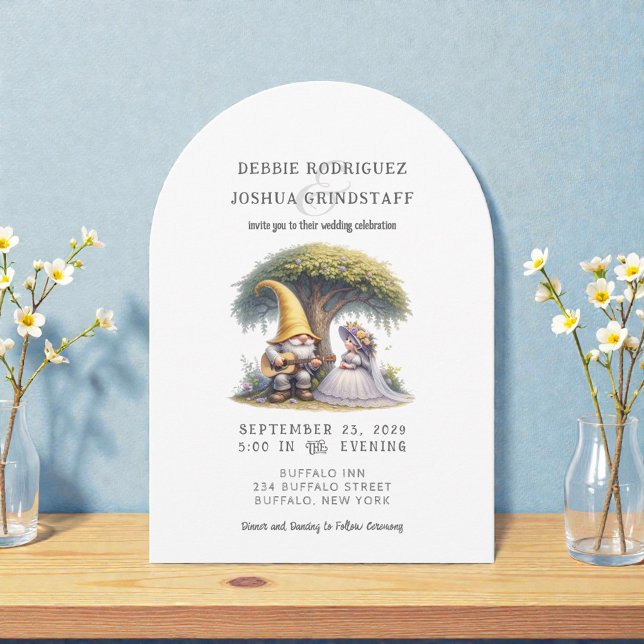 Invitación Whimsical Gnomes Fun Wedding Invitation  (Subido por el creador)