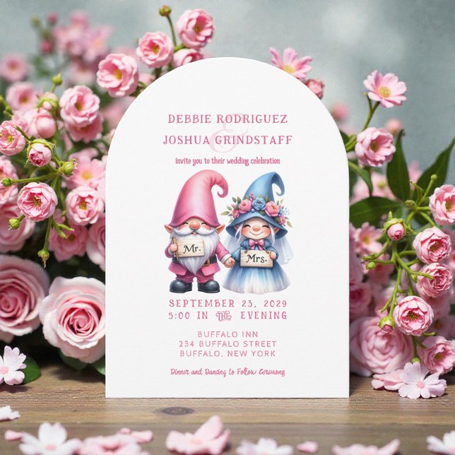 Invitación Whimsical Gnomes Fun Wedding Invitation  (Subido por el creador)