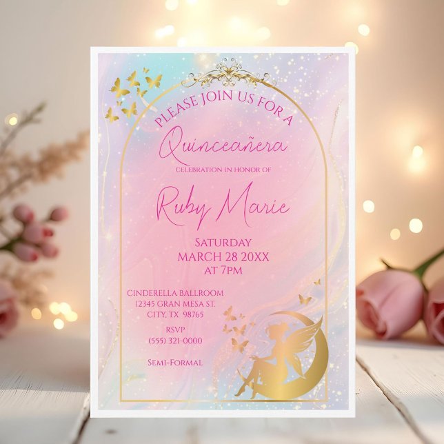 Invitación Whimsical Gold Fairy Pixie Invitation (Subido por el creador)