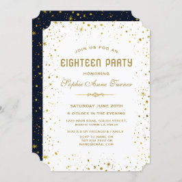 Invitación Whimsical Gold Starry Night 18th Birthday Party