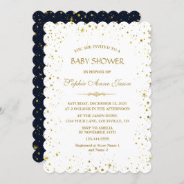 Invitación Whimsical Gold Starry Night Baby Shower