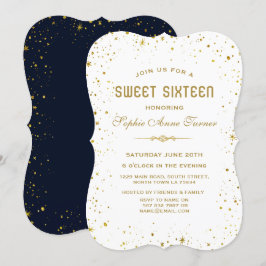 Invitación Whimsical Gold Starry Night Sweet 16