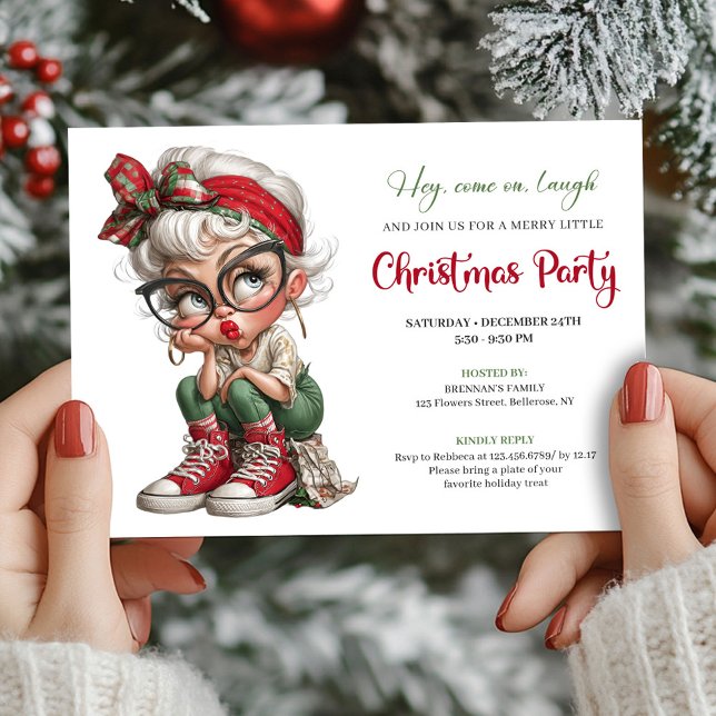 Invitación Whimsical Grandma Holiday Cartoon Event Invite (Whimsical Grandma Holiday Cartoon Event Invite)