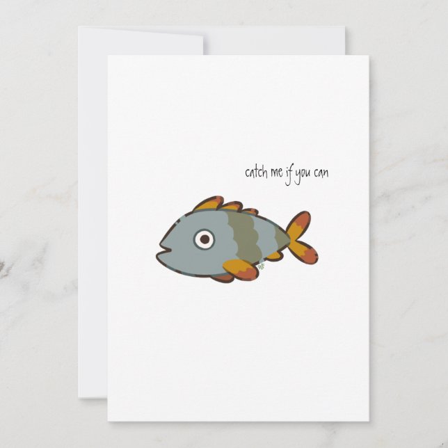 Invitación Whimsical Gray Fish (Anverso)