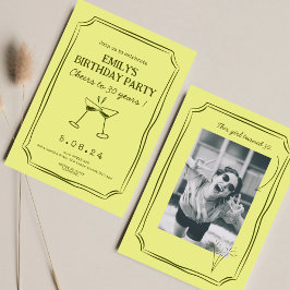 Invitación Whimsical Green Funky Cheers Beers 30 cumpleaños