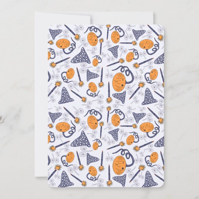 Invitación Whimsical Halloween Greeting Card – Magical Doodle (Anverso)