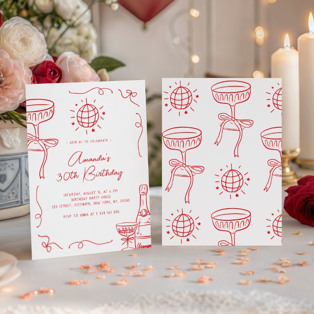 Invitación Whimsical Hand Drawn 30th Birthday Party (Subido por el creador)