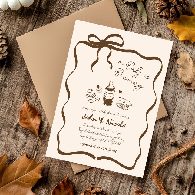 Invitación Whimsical Hand Drawn Baby is Brewing Baby Shower (Subido por el creador)