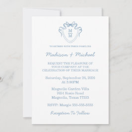 Invitación Whimsical Hand Drawn Blue Illustrated Wedding