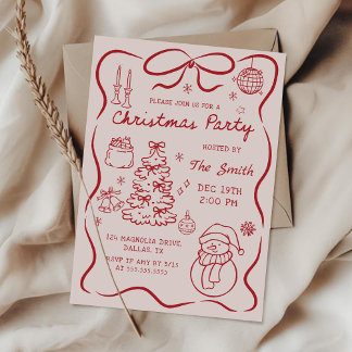 Invitación Whimsical Hand Drawn Christmas Party Invitation