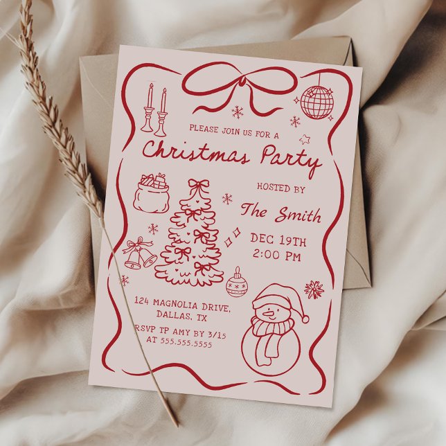 Invitación Whimsical Hand Drawn Christmas Party Invitation (Subido por el creador)