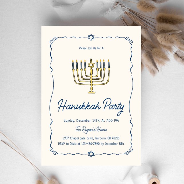 Invitación Whimsical Hand Drawn Doodle Hanukkah Party   (Subido por el creador)