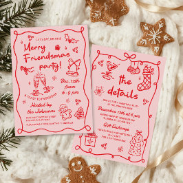 Invitación Whimsical Hand Drawn Friendsmas Christmas Party