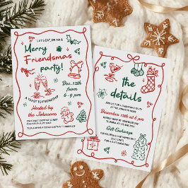 Invitación Whimsical Hand Drawn Friendsmas Christmas Party