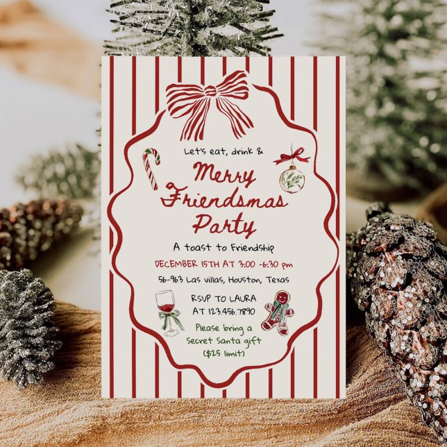Invitación Whimsical Hand Drawn Friendsmas Christmas Party (Subido por el creador)