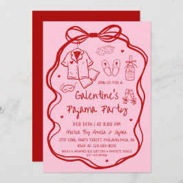 Invitación Whimsical Hand Drawn Galentine's Pajama Party 