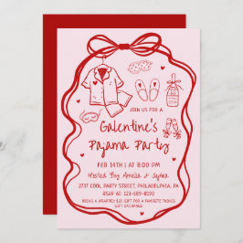 Invitación Whimsical Hand Drawn Galentine's Pajama Party 