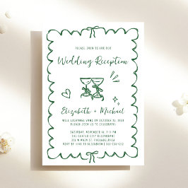 Invitación Whimsical Hand Drawn Green Wedding Reception
