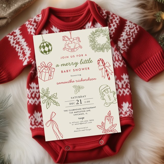 Invitación Whimsical hand drawn Merry little baby shower (Subido por el creador)