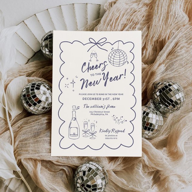 Invitación Whimsical Hand Drawn New Year Party Invitation (Subido por el creador)