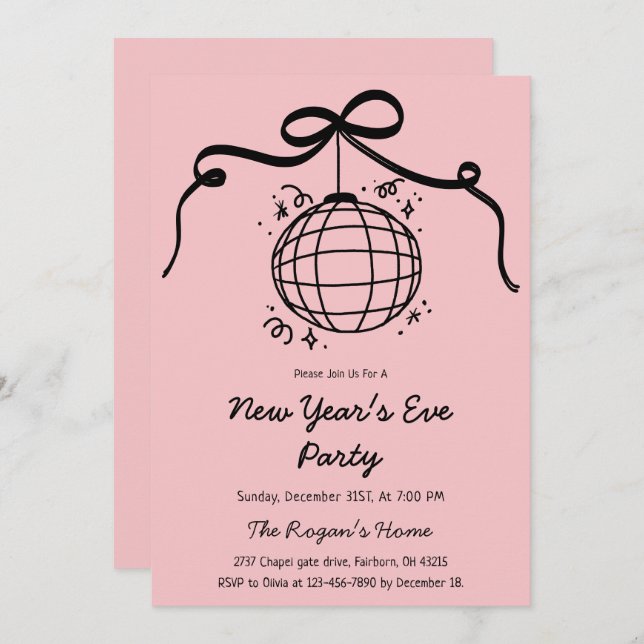 Invitación Whimsical Hand Drawn New Year's Eve Party  (Anverso / Reverso)