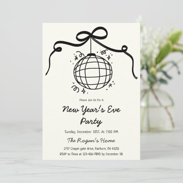 Invitación Whimsical Hand Drawn New Year's Eve Party  (Anverso de pie)