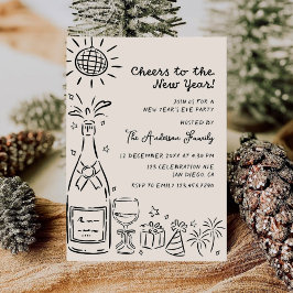 Invitación Whimsical Hand Drawn New Years Eve Party
