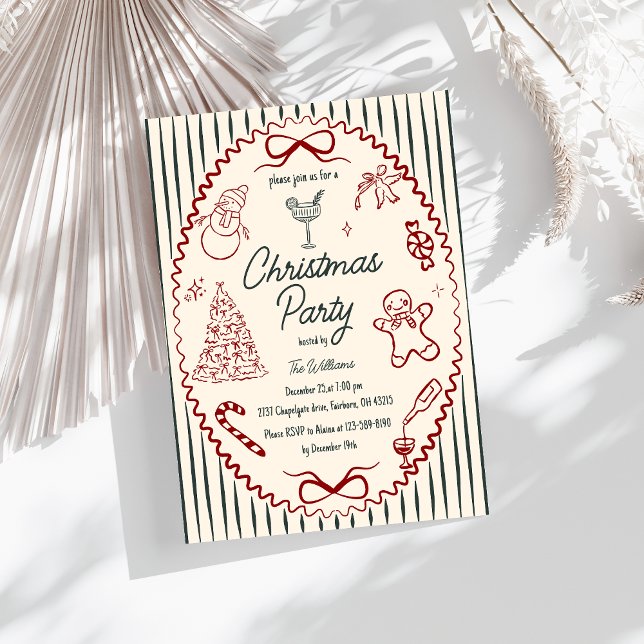 Invitación Whimsical Hand Drawn Quirky Christmas Party Invita (Subido por el creador)