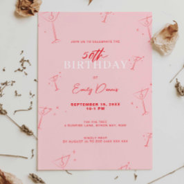 Invitación Whimsical Handdraw martini 50th Birthday Party