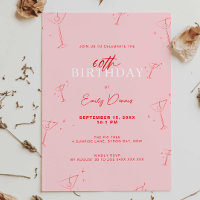 Whimsical Handdraw martini 60th Birthday Party