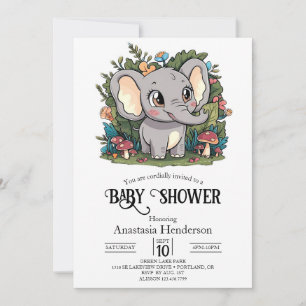 Invitación Whimsical Happy Elephant Digital Baby Shower