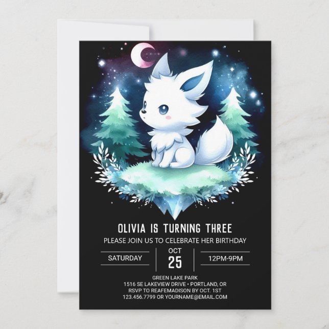 Invitación Whimsical Happy Wolf Birthday (Anverso)