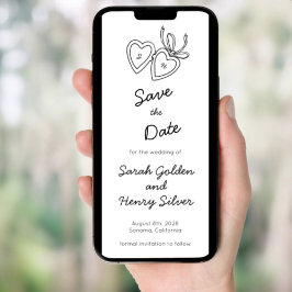 Invitación Whimsical Heart Locket Doodle Sketch Digital STD