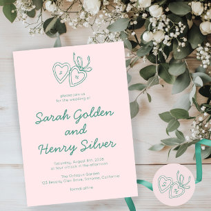 Invitación Whimsical Heart Locket Doodle Sketch PERSONALIZADO