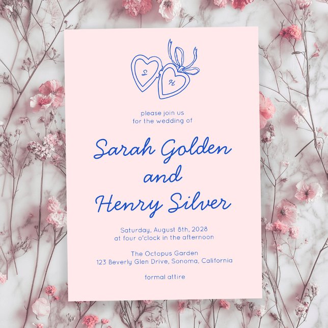 Invitación Whimsical Heart Locket Doodle Sketch PERSONALIZADO (Whimsical Heart Locket Doodle Sketch Modern CUSTOM Invitation
)