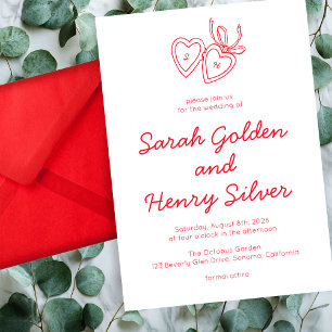 Invitación Whimsical Heart Locket Doodle Sketch PERSONALIZADO