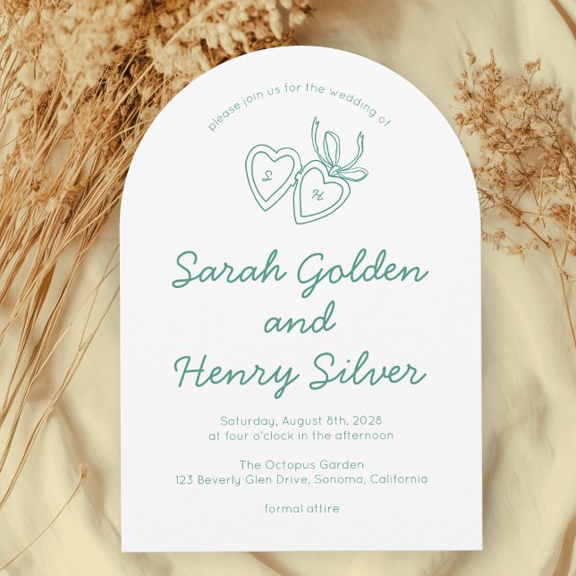 Invitación Whimsical Heart Locket Doodle Sketch PERSONALIZADO (Whimsical Heart Locket Doodle Sketch Modern CUSTOM Invitation
)