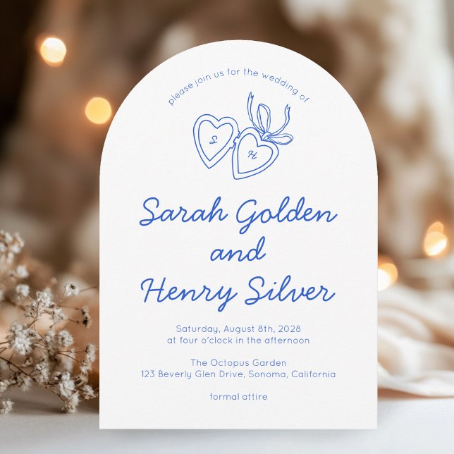 Invitación Whimsical Heart Locket Doodle Sketch PERSONALIZADO (Whimsical Heart Locket Doodle Sketch Modern CUSTOM Arch Invitation
)