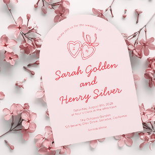 Invitación Whimsical Heart Locket Doodle Sketch PERSONALIZADO