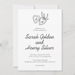 Invitación Whimsical Heart Locket Doodle Sketch PERSONALIZADO