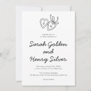 Invitación Whimsical Heart Locket Doodle Sketch PERSONALIZADO