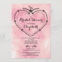 Whimsical Heart Pink Watercolour Bridal Shower