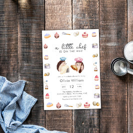 Invitación Whimsical Hedgehog Little Chef Baker Baby Shower