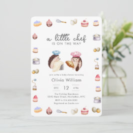 Invitación Whimsical Hedgehog Little Chef Baker Baby Shower