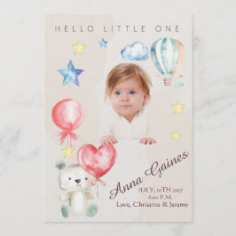 Invitación Whimsical Hello Little One Announcement