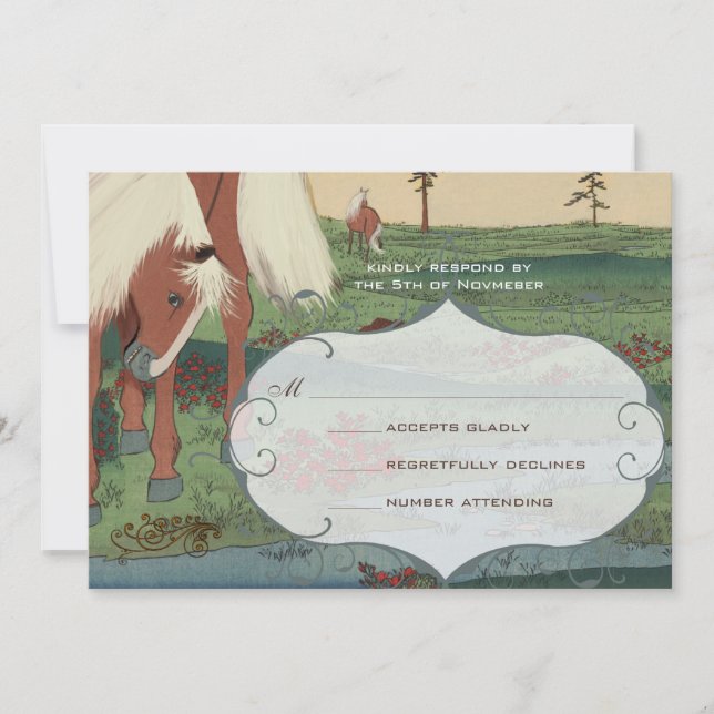 Invitación Whimsical Horse Wedse RSVP (Anverso)